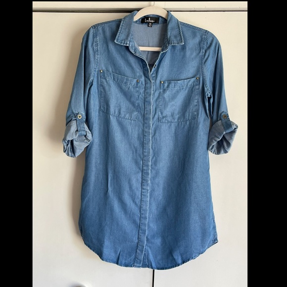 Sweet Blue Chambray Shirt Dress - Picture 3 of 3